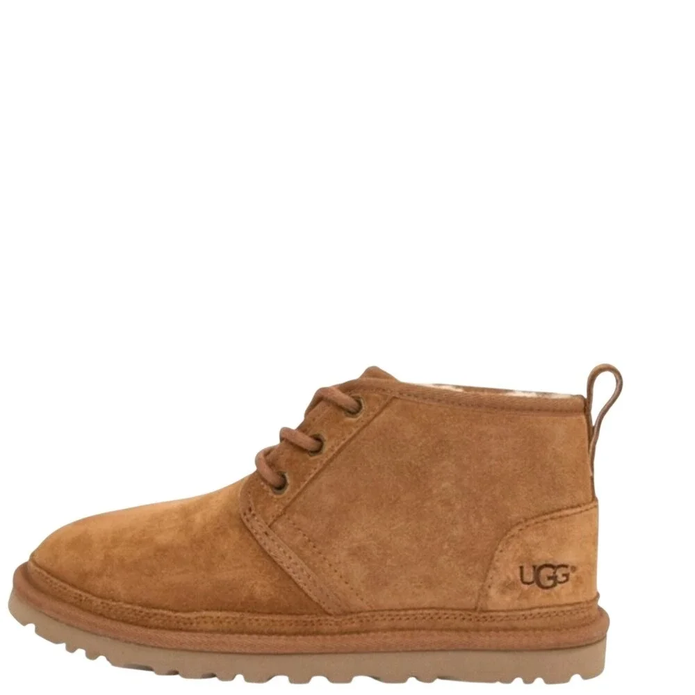 UGG Neumel Chukka Boots Kids Size 4 Chestnut Brown Suede Lace Up 1017320K‎
